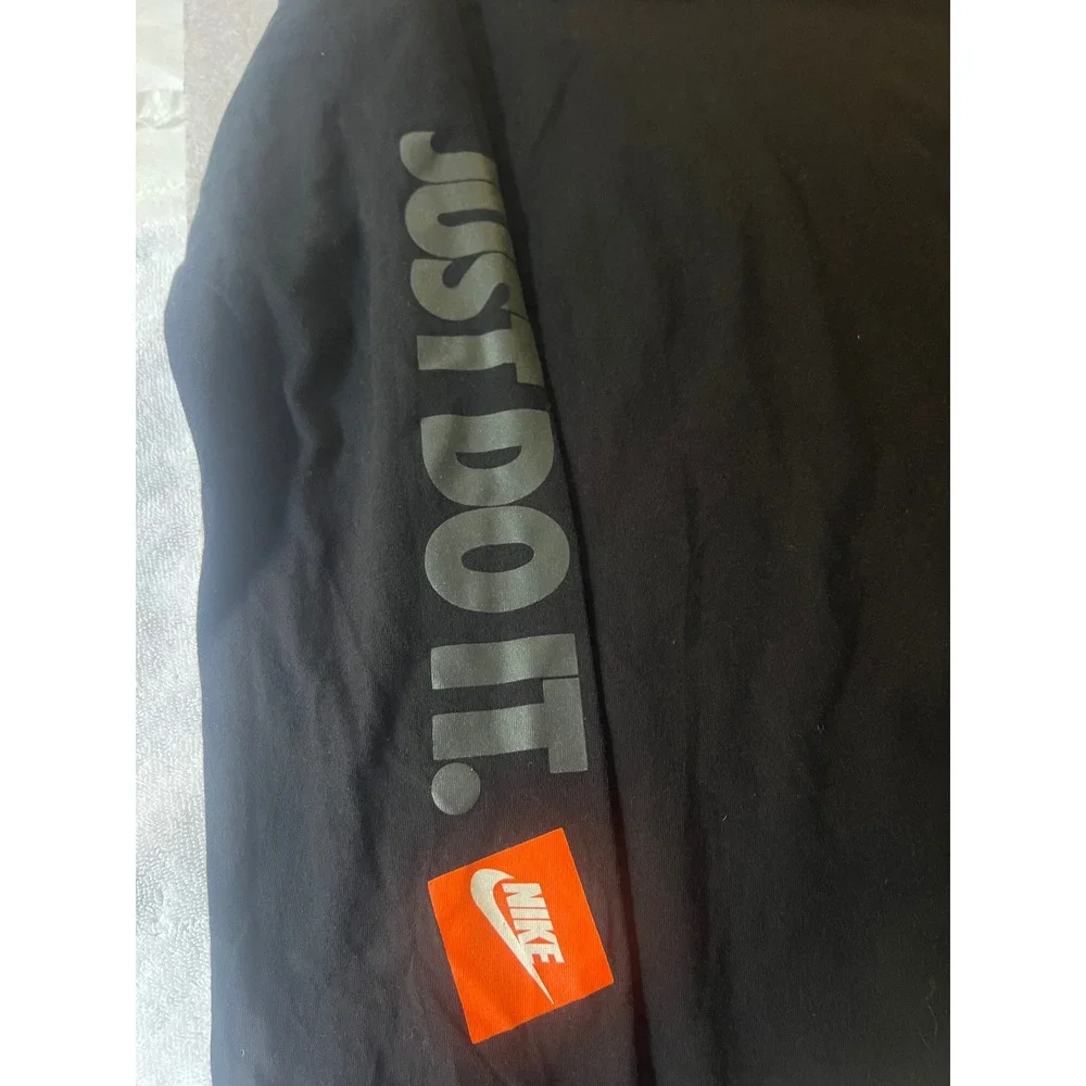 Nike Mens Long Sleeve Graphic T-Shirt Black Orange Multi Swoosh Just Do It